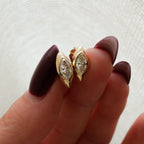 Sculpted Bezel Studs with Marquise Cut Diamonds