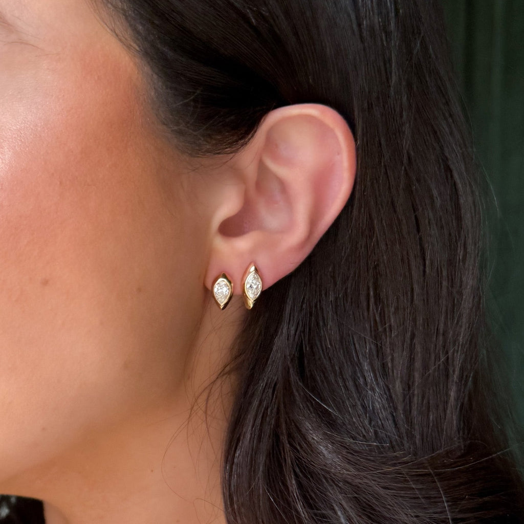 Sculpted Bezel Studs with Marquise Cut Diamonds