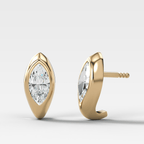 1.20 CTW Sculpted Bezel Studs with Marquise Cut Diamonds