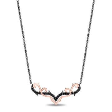 Disney Fine Jewelry Black Rhodium and 14K Rose Gold Over Sterling Silver Maleficent Necklace