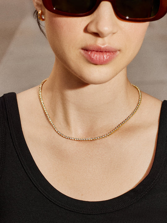 Round Lab Grown Diamond Tennis Necklace