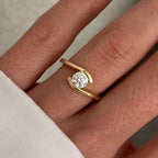 0.50 CT Round Brilliant Cut Moissanite Bypass Style Engagement Ring