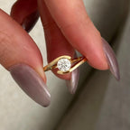 0.50 CT Round Brilliant Cut Moissanite Bypass Style Engagement Ring