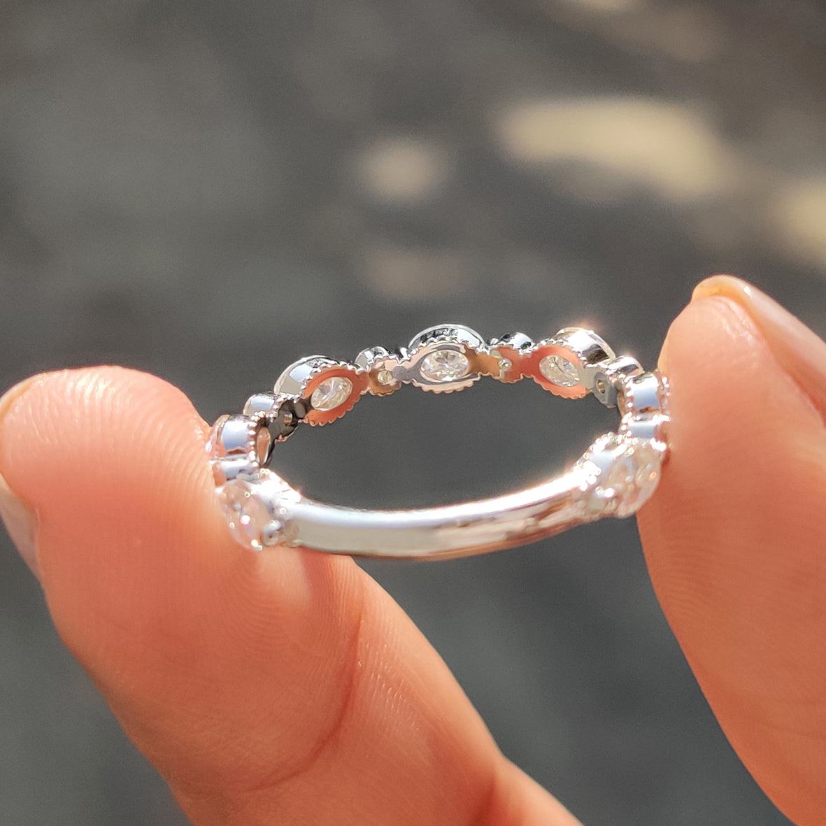 Oval Cut Round Cut Moissanite 3/4 Eternity Band