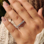 White Gold Wedding Band For Women in Round Diamond