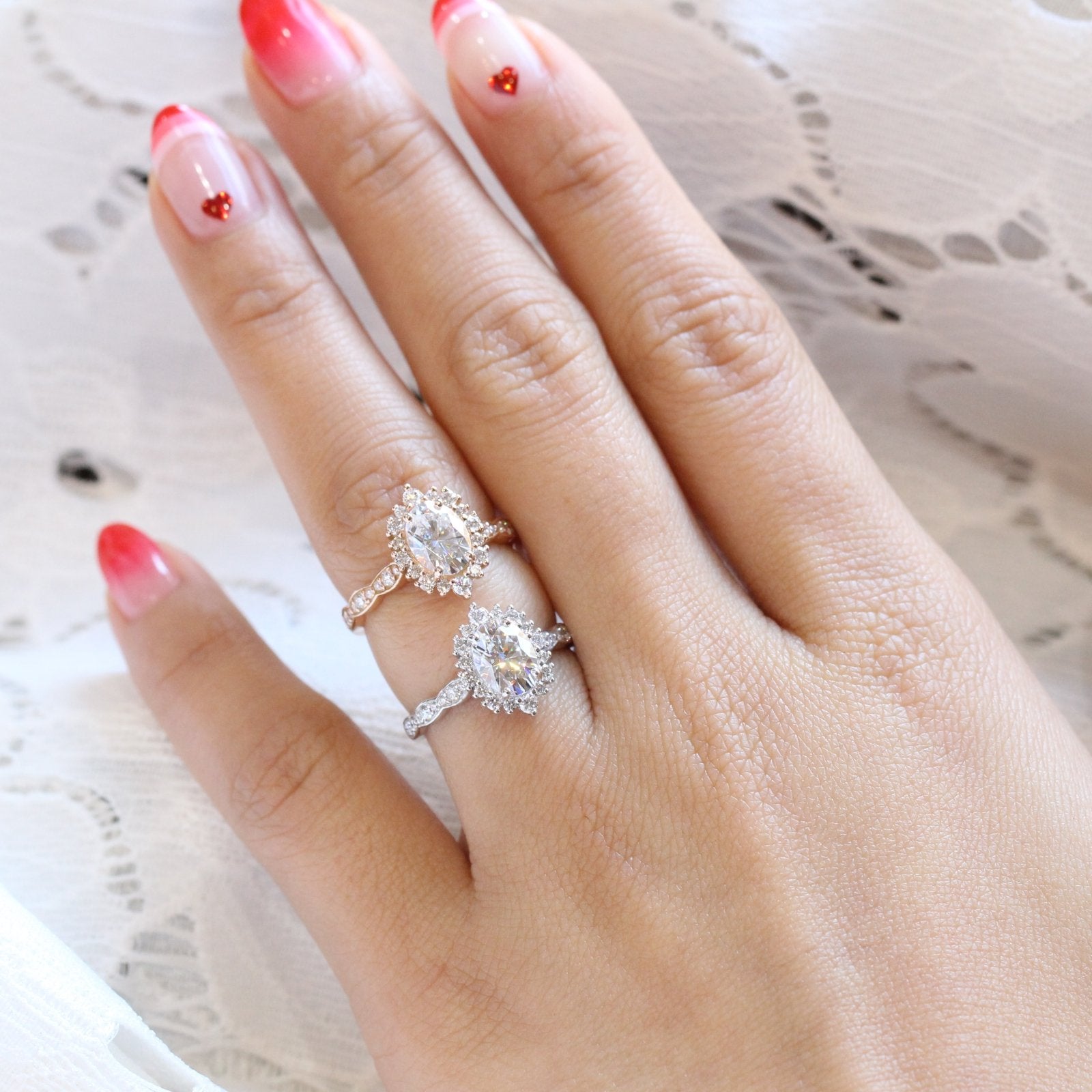 1.50 CT Oval Cut Vintage Halo Style Moissanite Engagement Ring