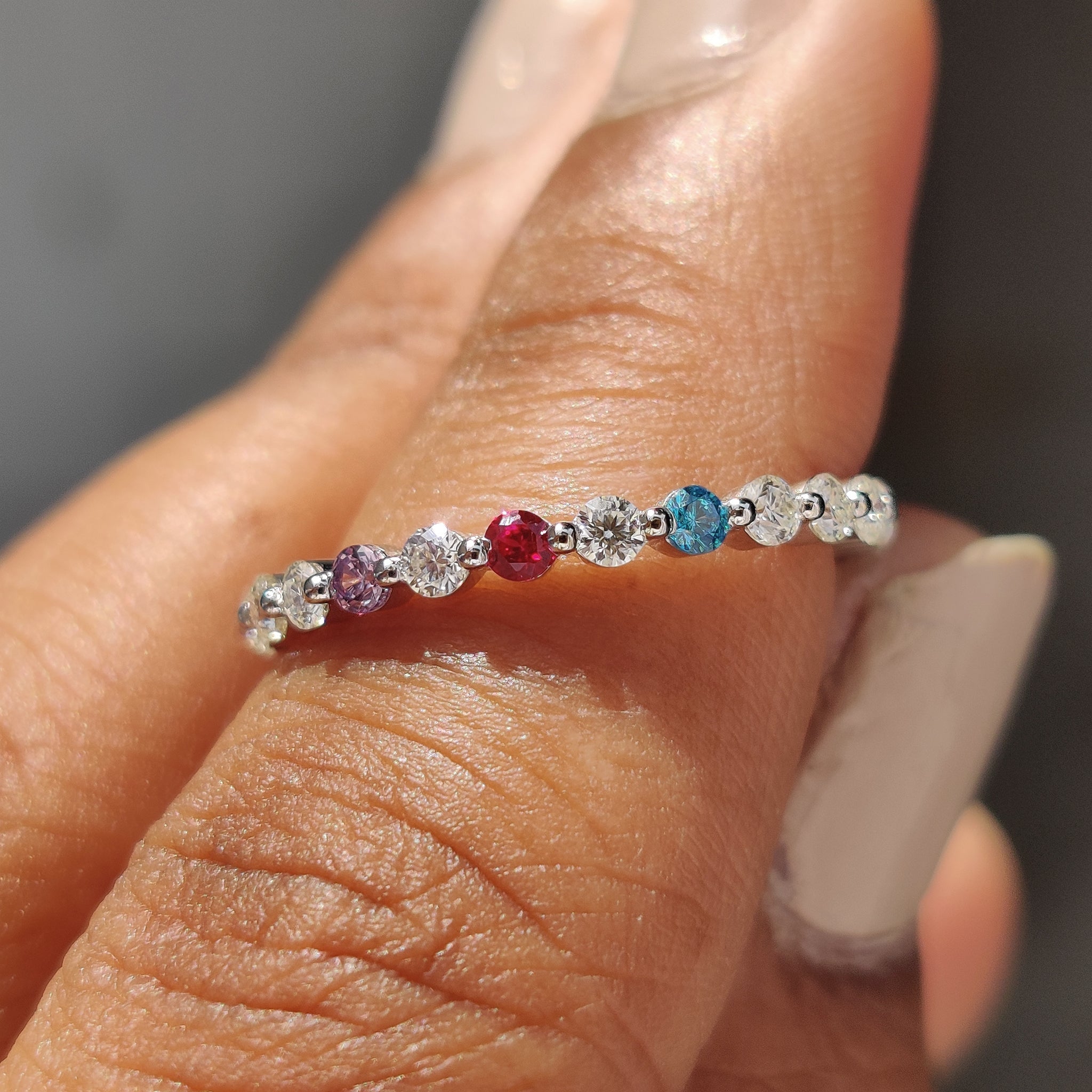 3/4 Eternity Wedding band With Minimalist Birthstone