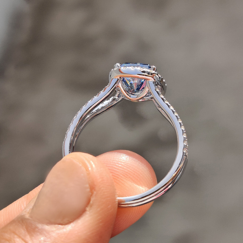 Cushion Cut Split Pave Engagement Ring