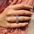 Round Moissanite Half Eternity Band For Her