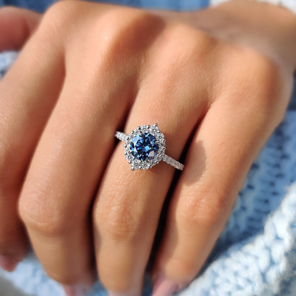Round Moissanite Halo Engagement Ring