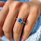 Round Moissanite Halo Engagement Ring