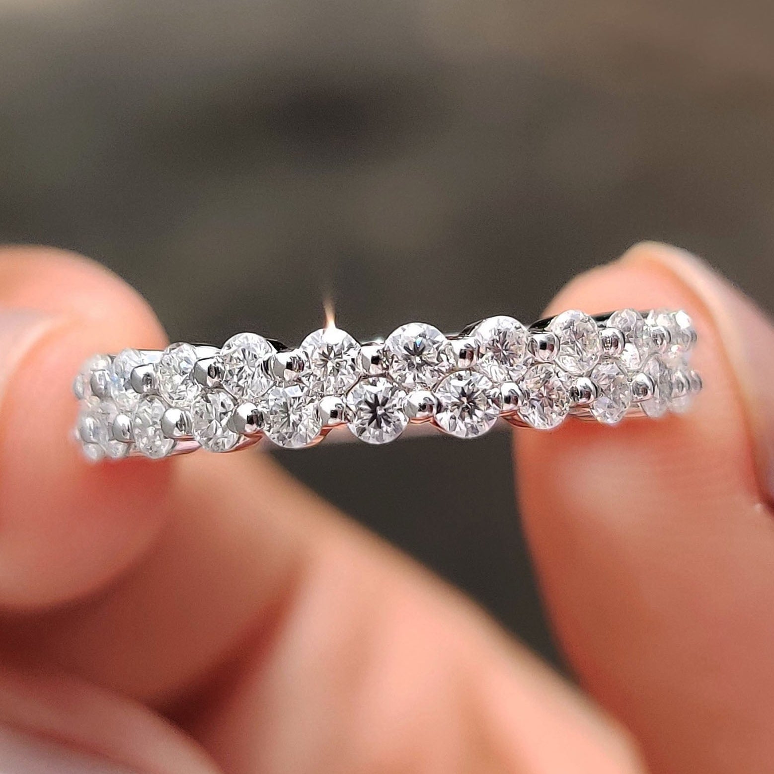 3/4 Eternity Band In Round Cut Double Row Setting