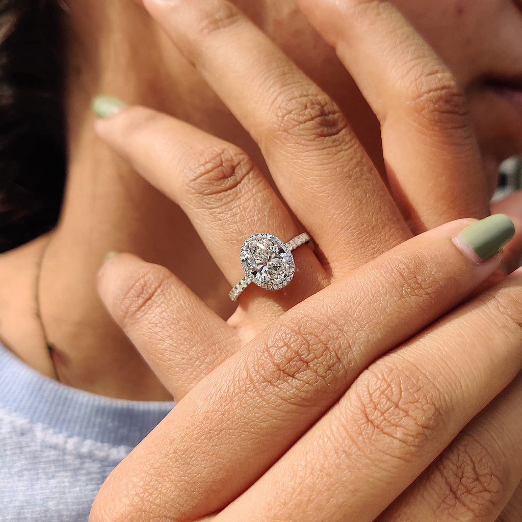 Oval Diamond Ring with Halo Style