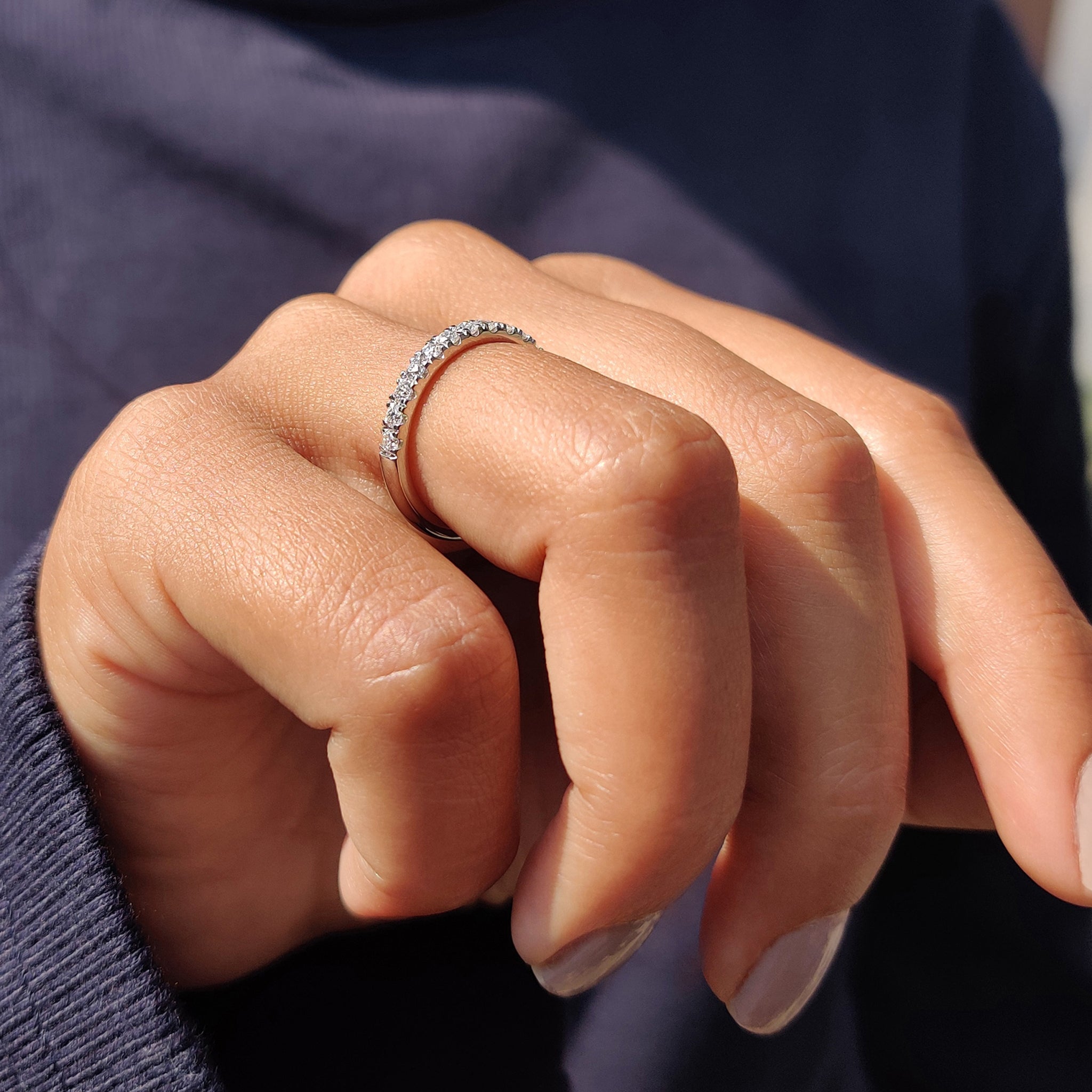 Half Eternity Round Moissanite Wedding Band