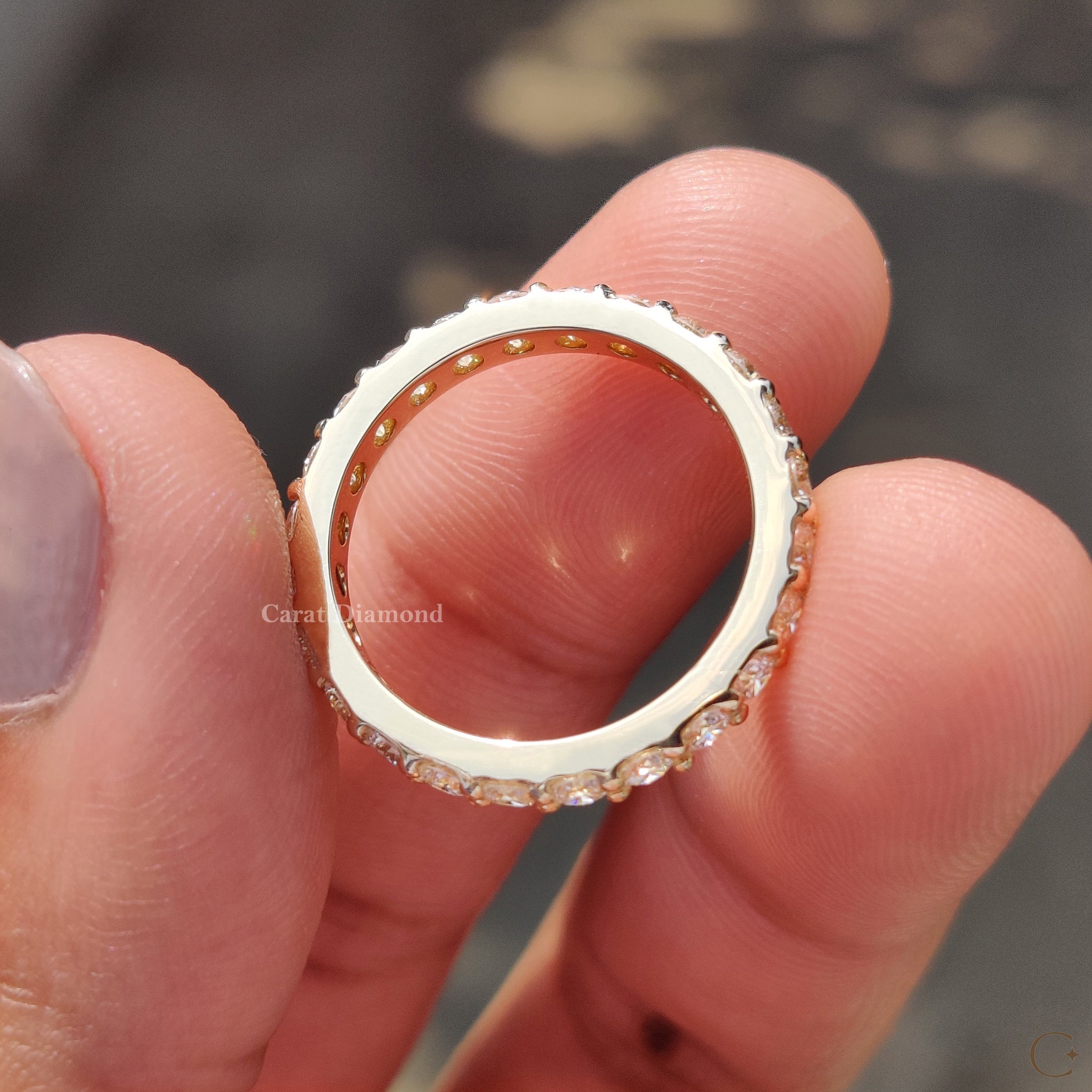 Round Cut Eternity Yellow Gold Wedding Band