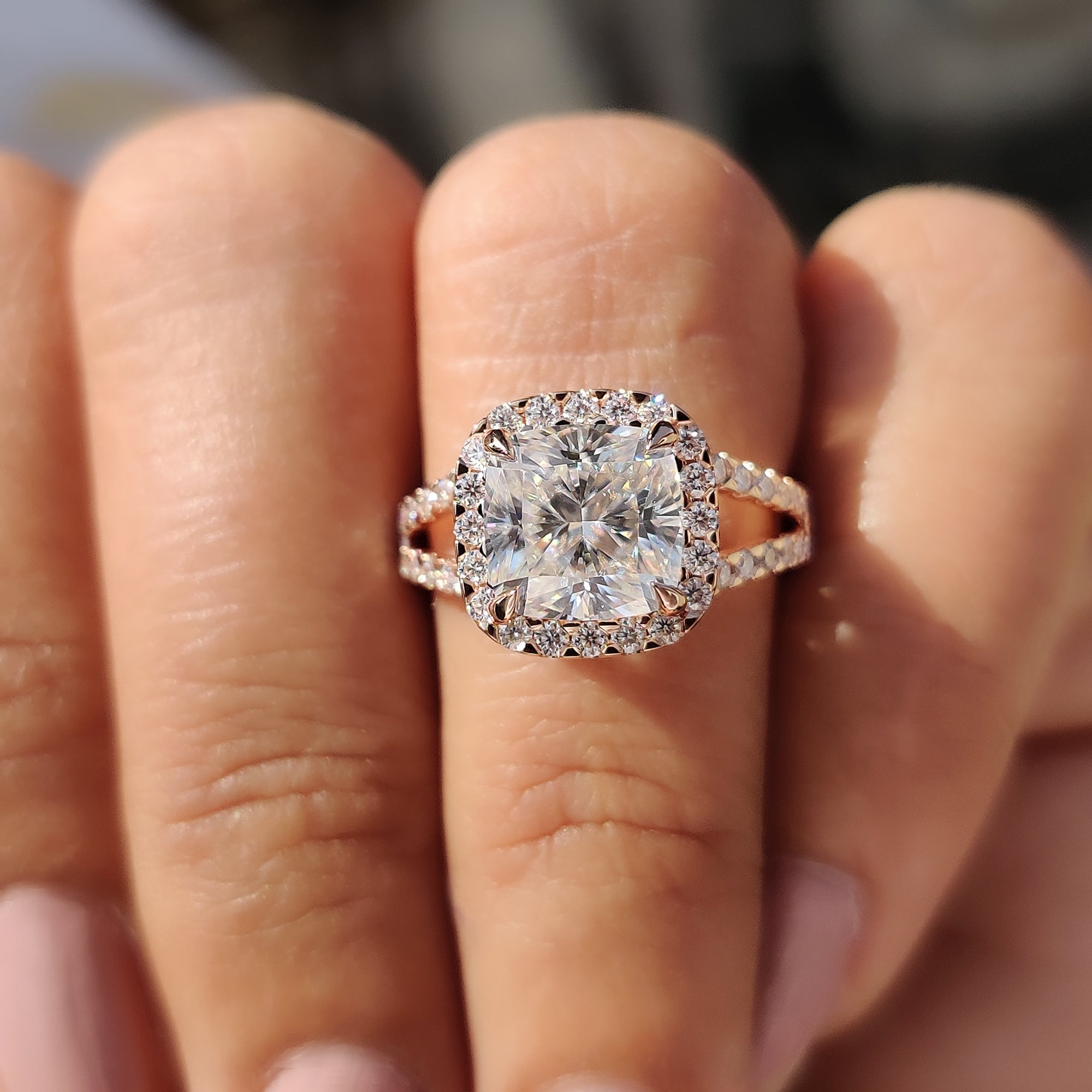 Cushion Cut Diamond Ring In Halo Setting Secondary image