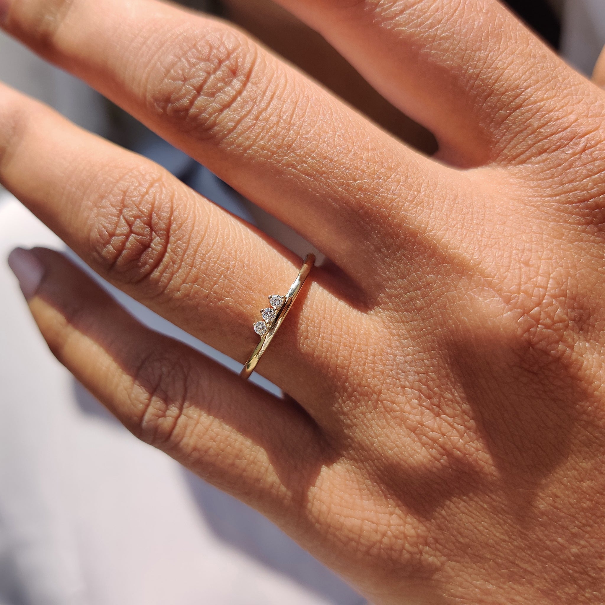 3 Stone Wedding Band - Round Diamonds