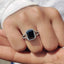 Halo Setting Black Gold Emerald Ring