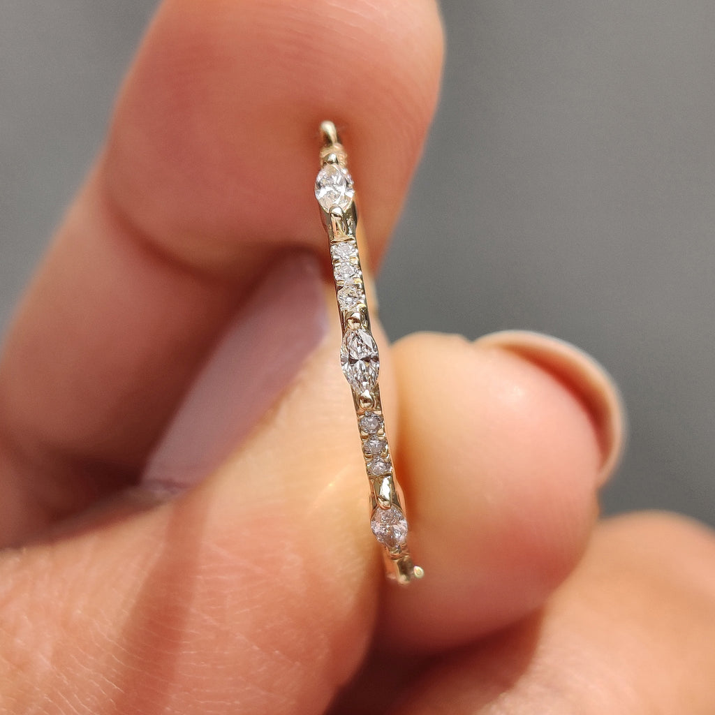 White Gold Marquise And Round Diamond Band