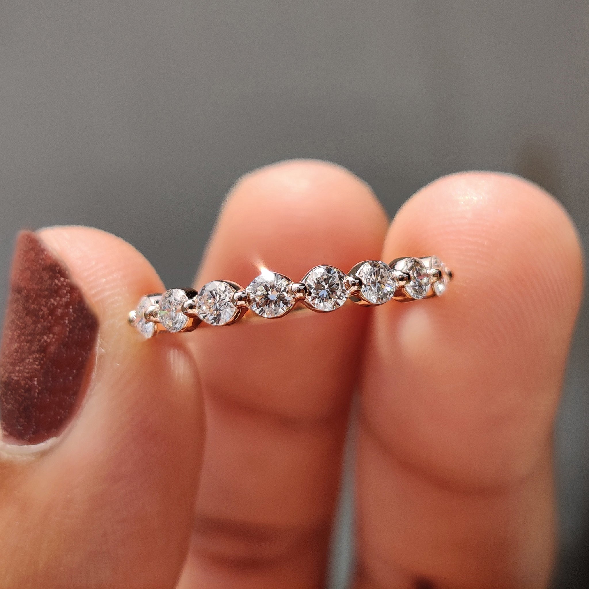 Shared Prong Wedding Band - Brilliant Cut Diamond Main image