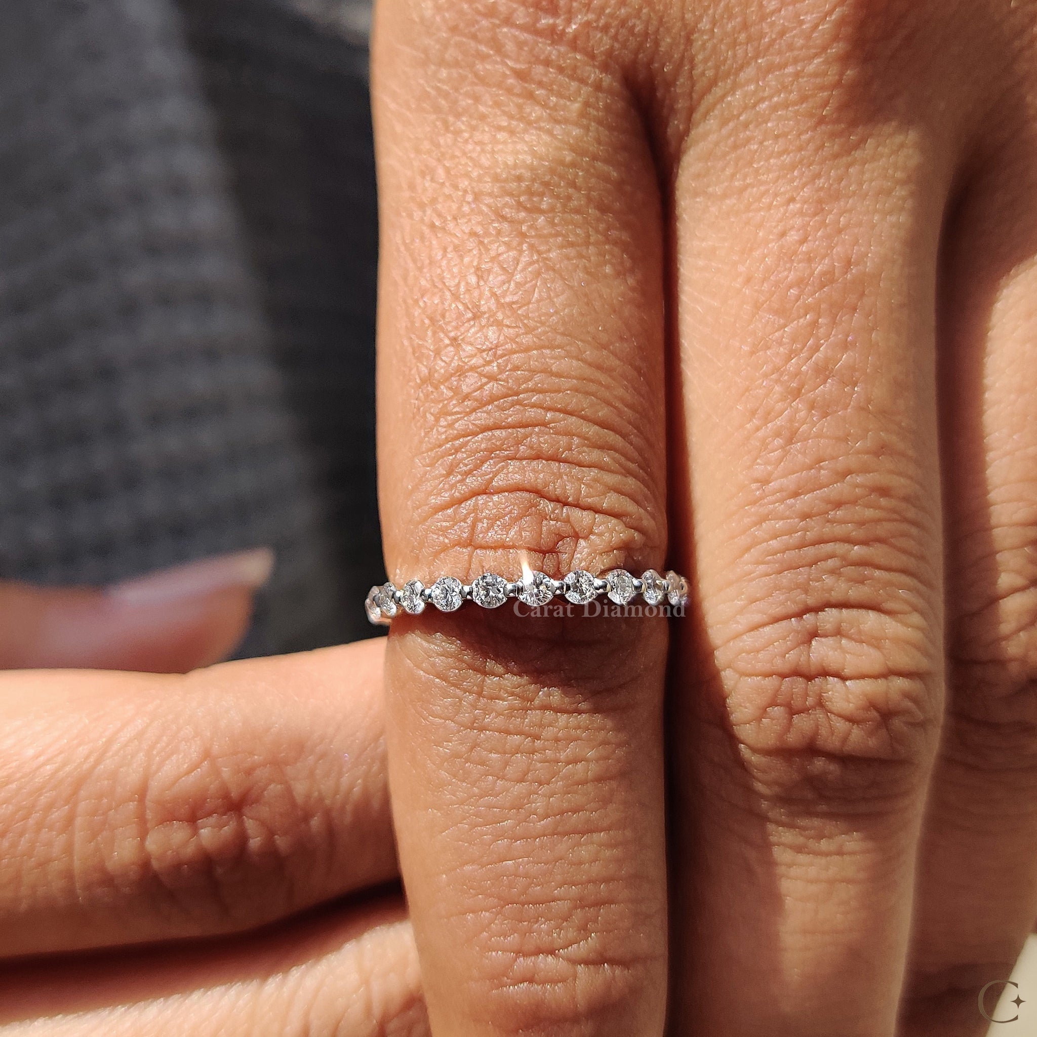 Lab Grown Round Cut Diamond White Gold Eternity Band