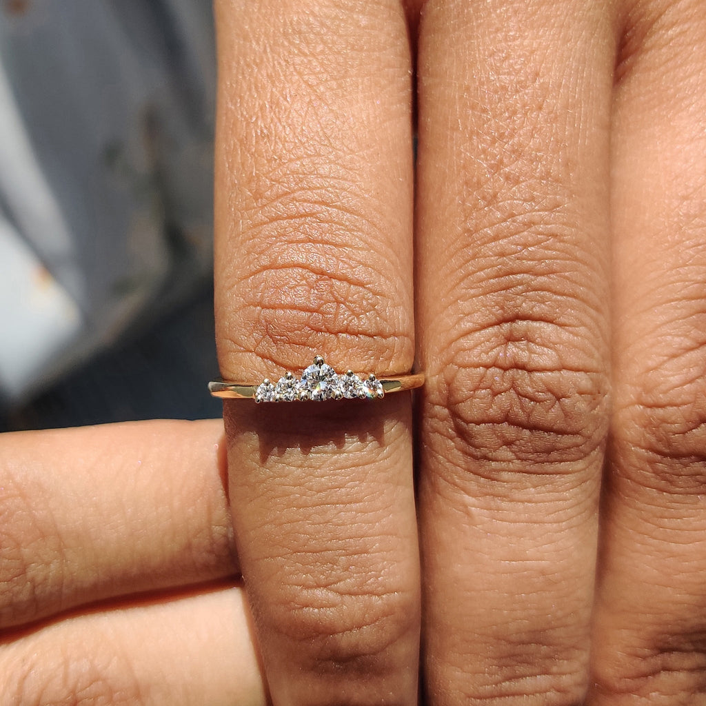5 Stone Wedding Band with Round Diamonds