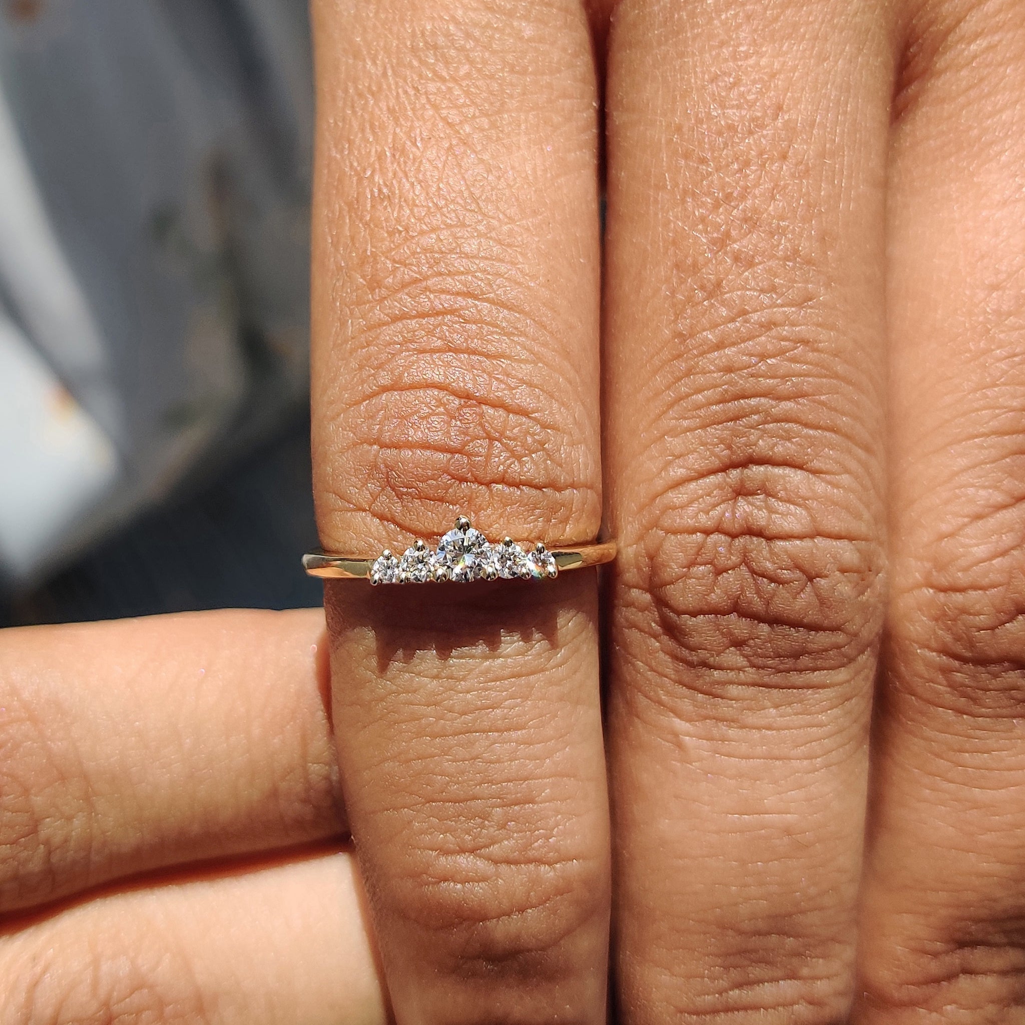 5 Stone Wedding Band with Round Diamonds