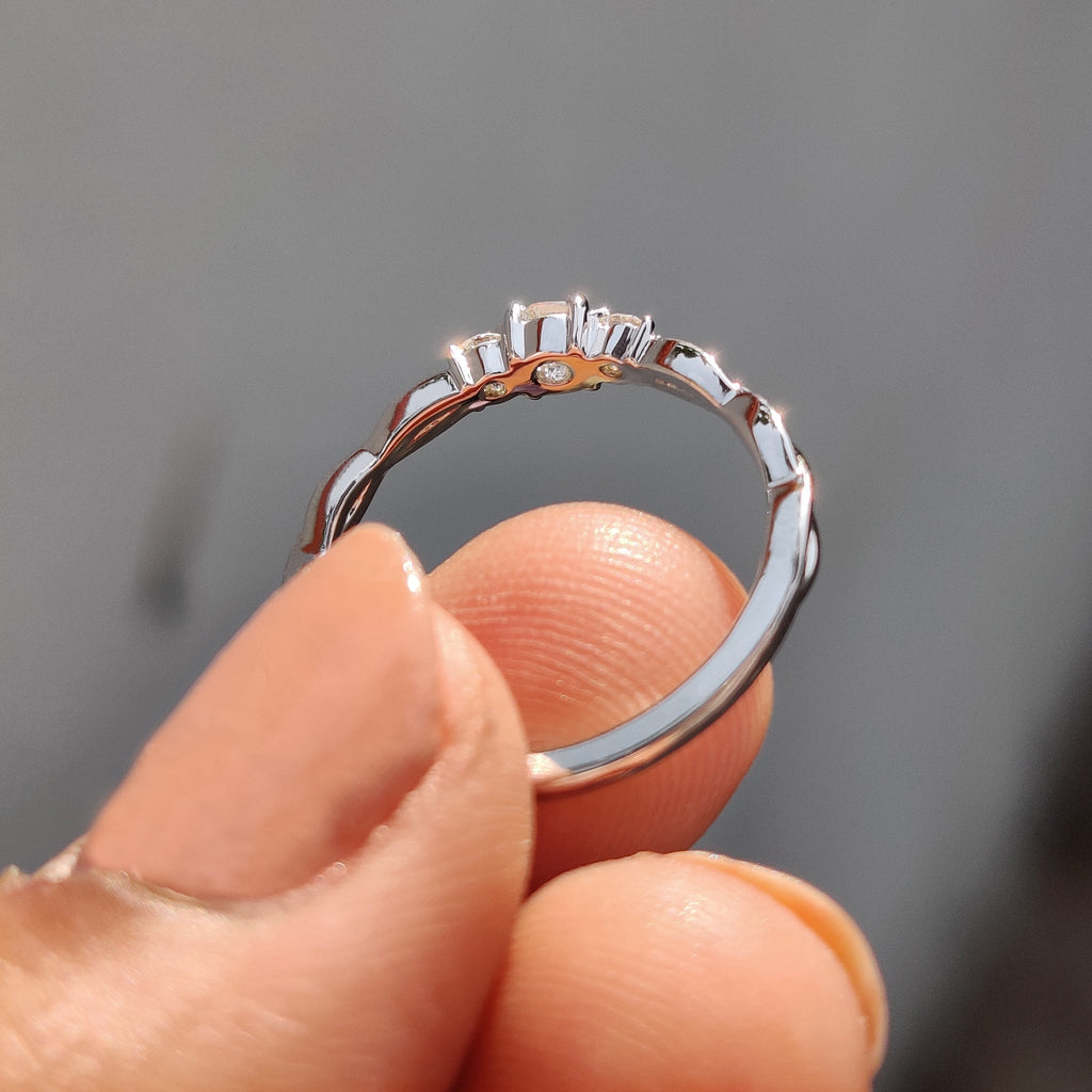 Three Stone Diamond Ring with Twisted Band