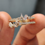 Baguette And Round Diamond Band In Double Row Pave Style