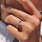 Oval Solitaire Diamond Ring With Compass Prong