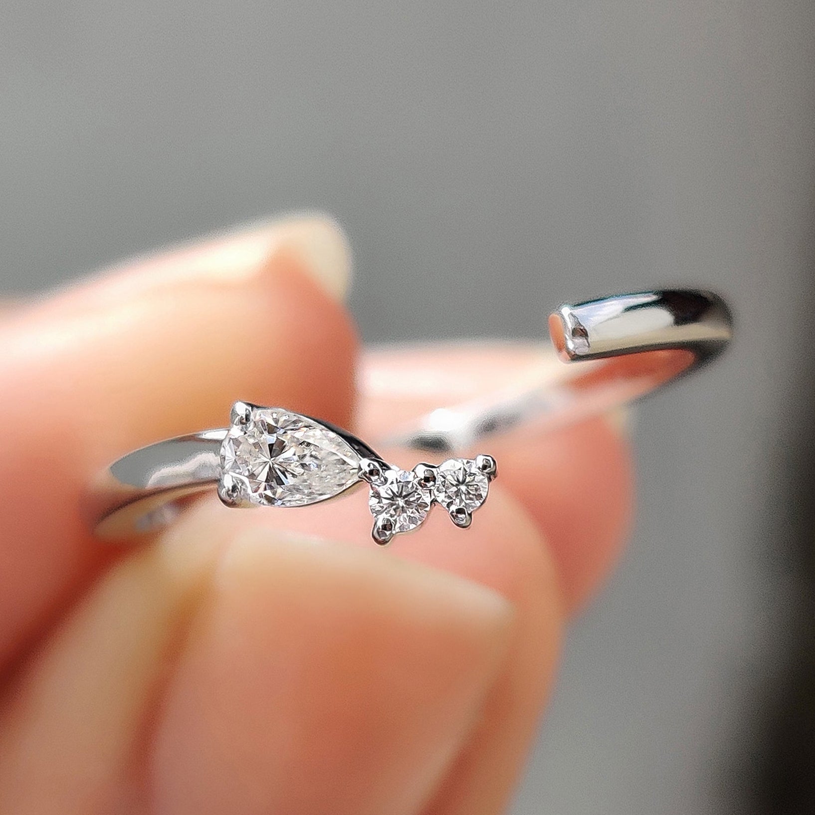 3 Stone Wedding Band In Pear And Round Cut