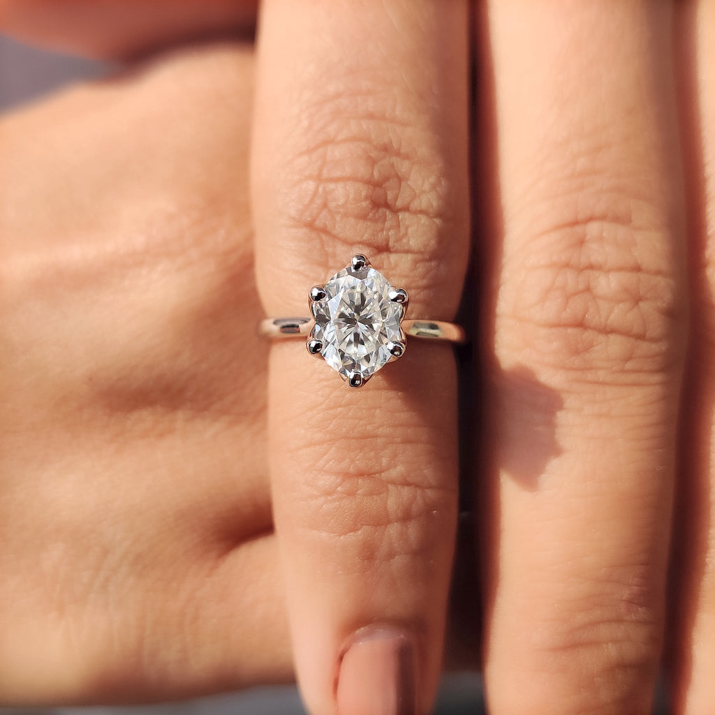 Oval Cut Engagement Ring With Hidden Blue Stone