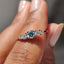 Cyan Blue Round Cut 5 Stone Engagement Ring