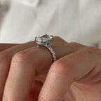 3.0 CT Elongated Cushion Cut Moissanite Pave & Hidden Halo Style Engagement Ring
