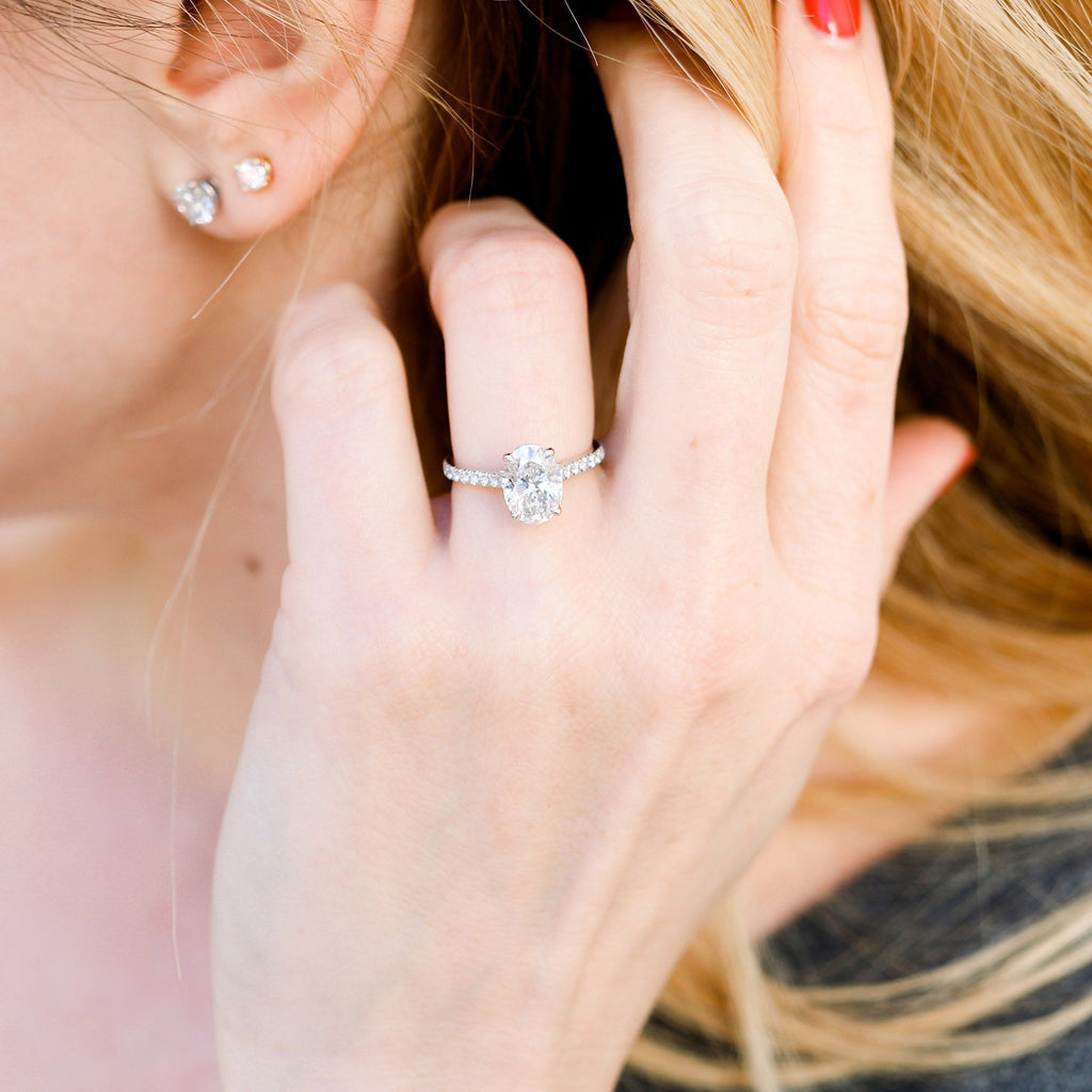 2.50 CT Oval Moissanite Pave Setting Engagement Ring