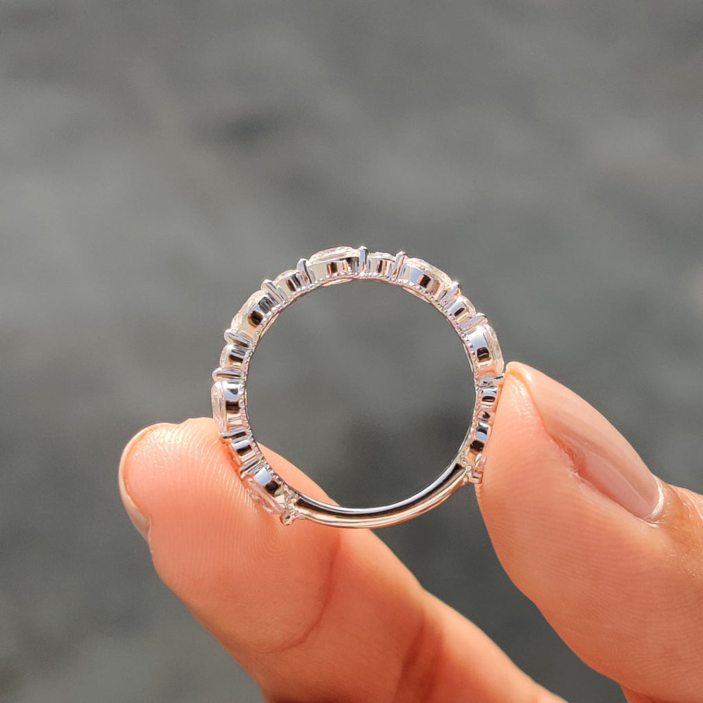 Oval Cut Round Cut Moissanite 3/4 Eternity Band