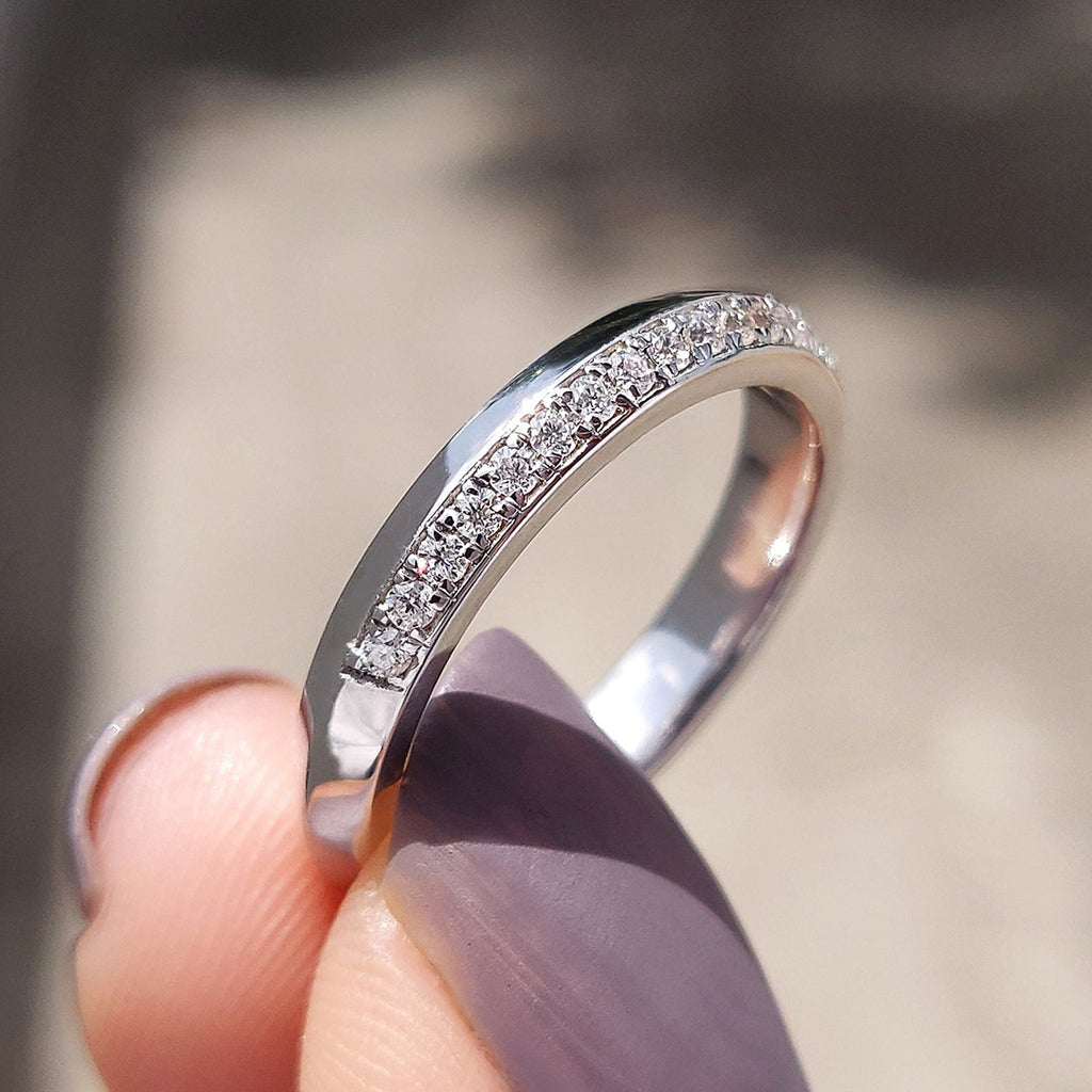 Knife Edge Wedding Band - Pave Diamond
