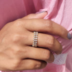 Unique Wedding Band - Three Row Eternity