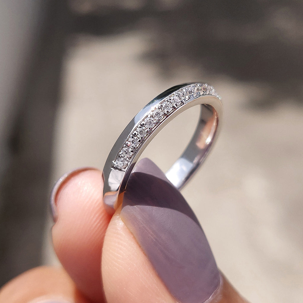 Pave Set Wedding Band With Knife Edge