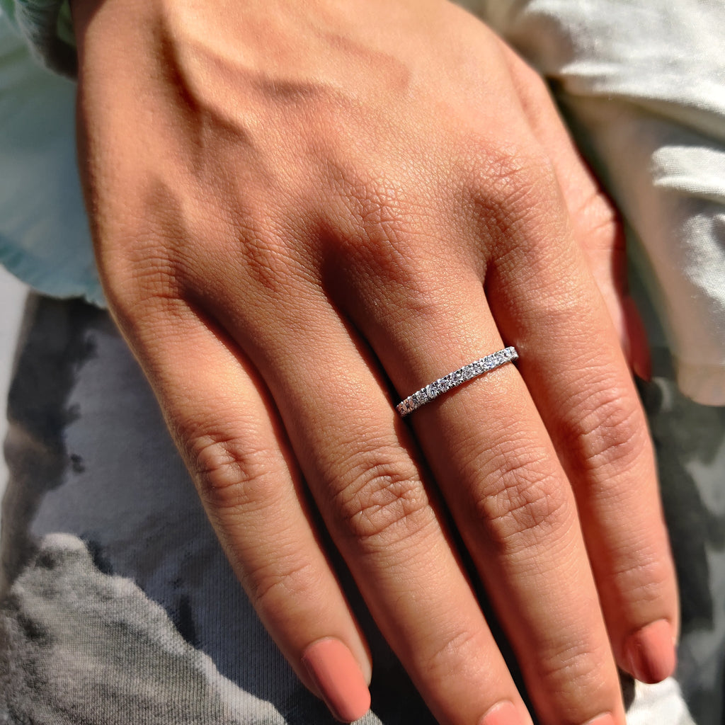 White Gold Wedding Band - Half Eternity