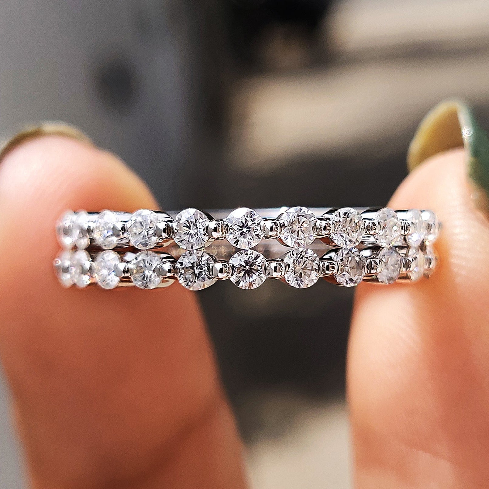 White Gold Band - 3/4 Eternity Style