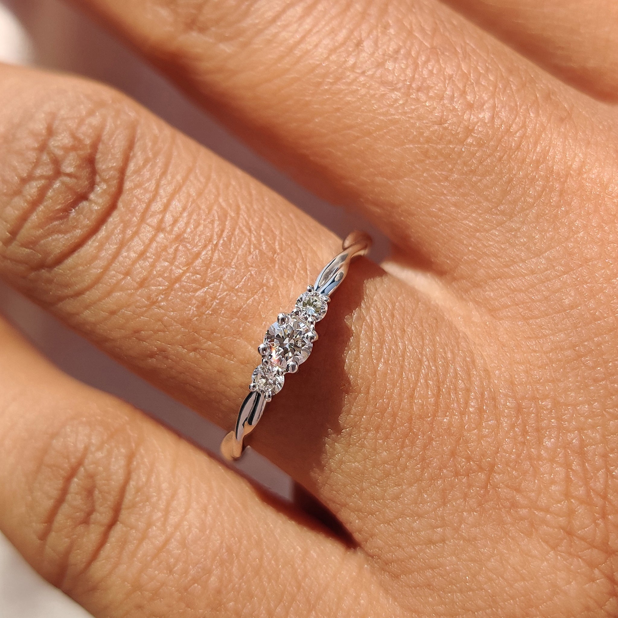 Three Stone Diamond Ring with Twisted Band Secondary image