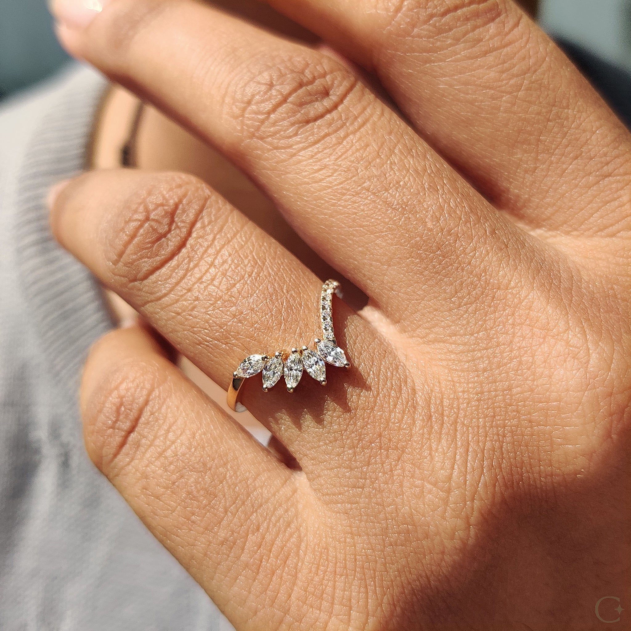 Tiara Wedding Band in Marquise and Round Diamond