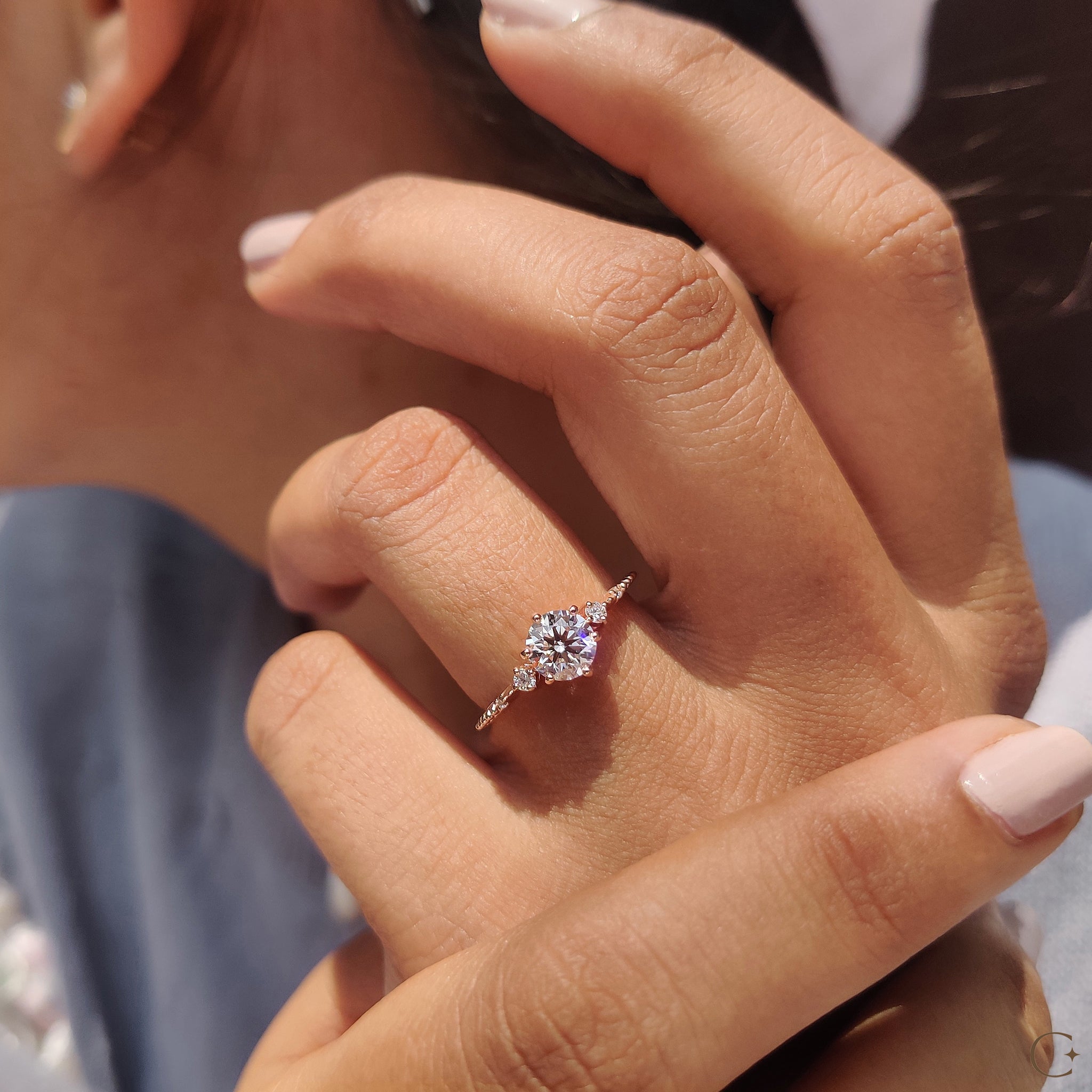 3 Stone Diamond Ring With Round Cut Stones