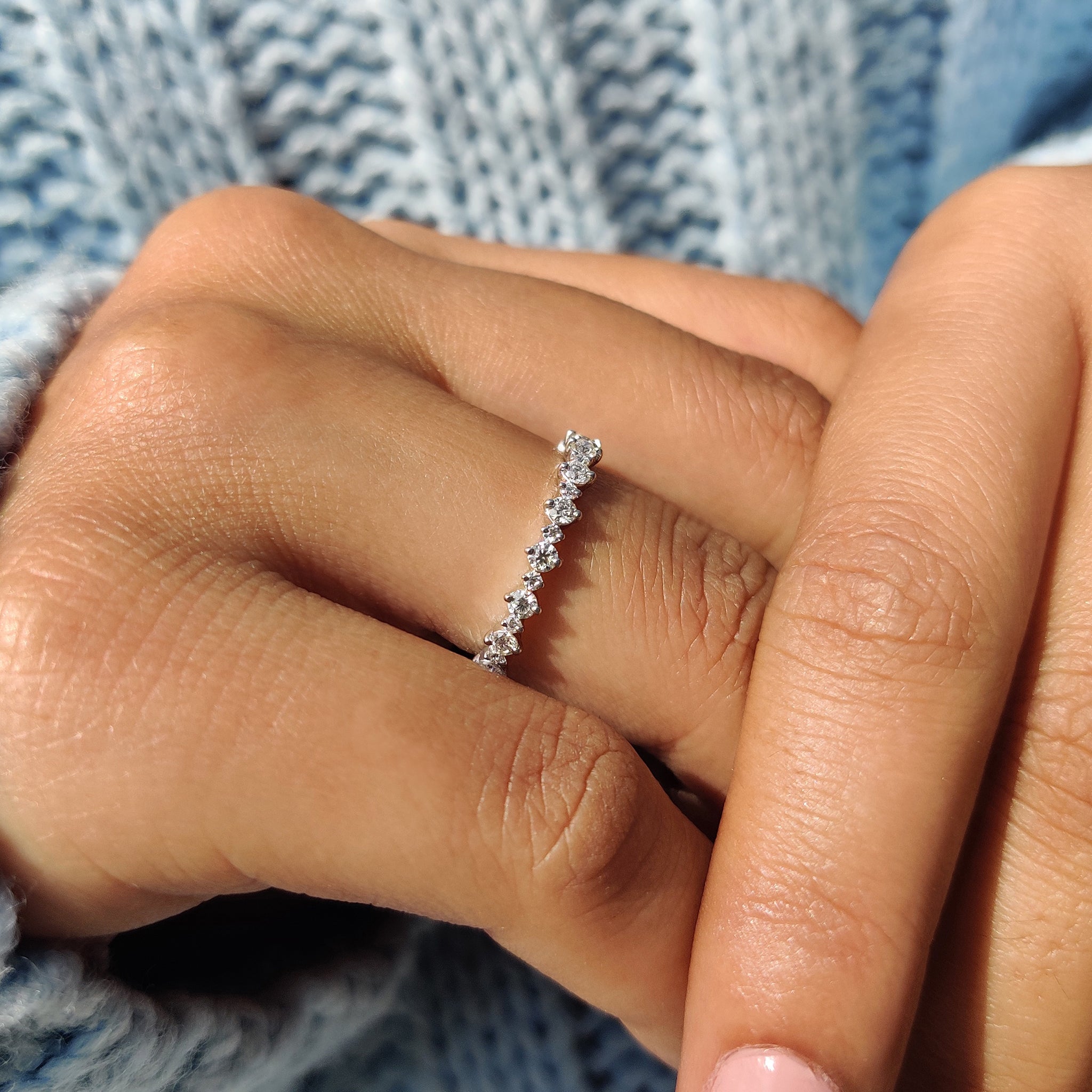 Round Moissanite Eternity Wedding Band