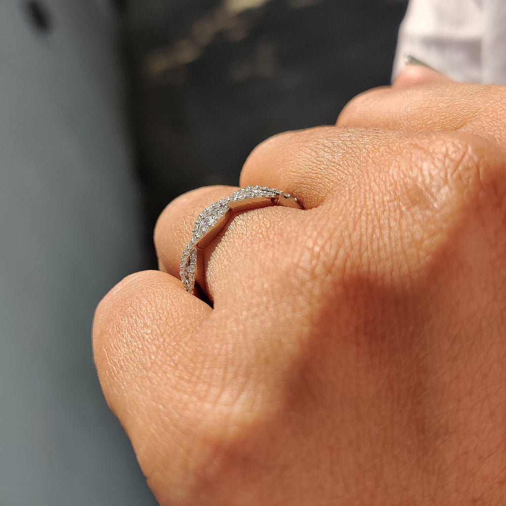 Evil Eye Infinity Wedding Band In White Gold