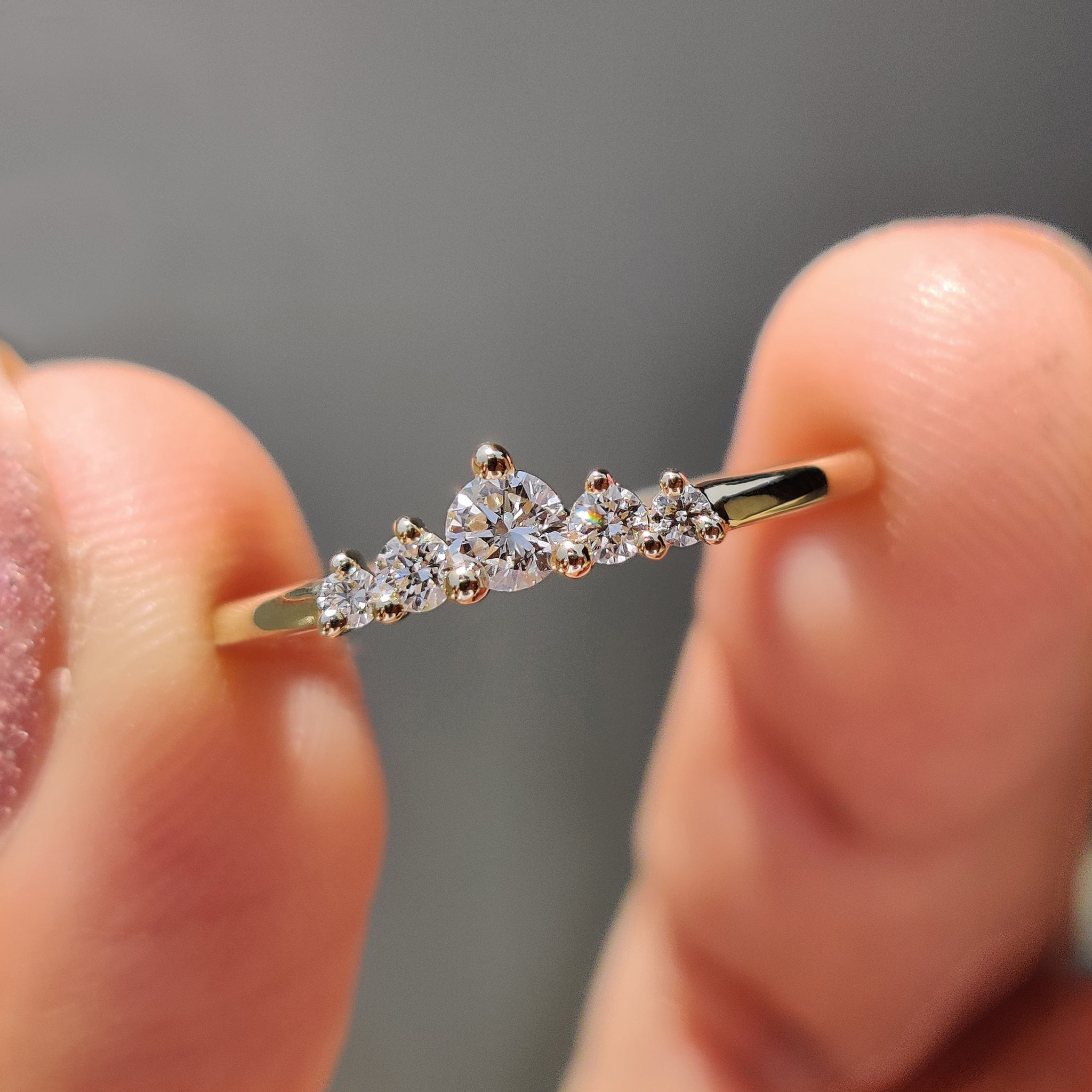 5 Stone Wedding Band - Round Diamonds Main image