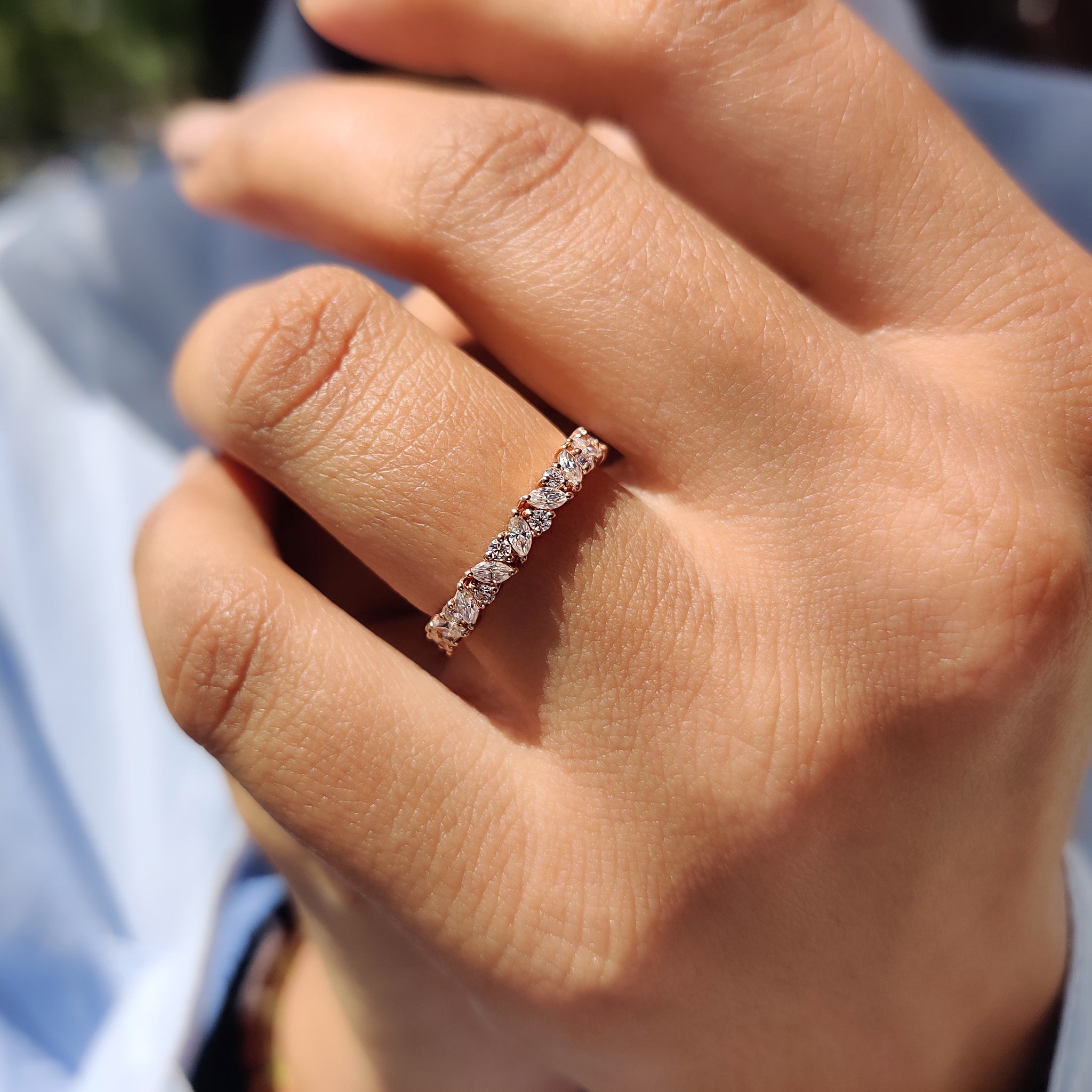 Marquise Cut Wedding Band In Full Eternity Style