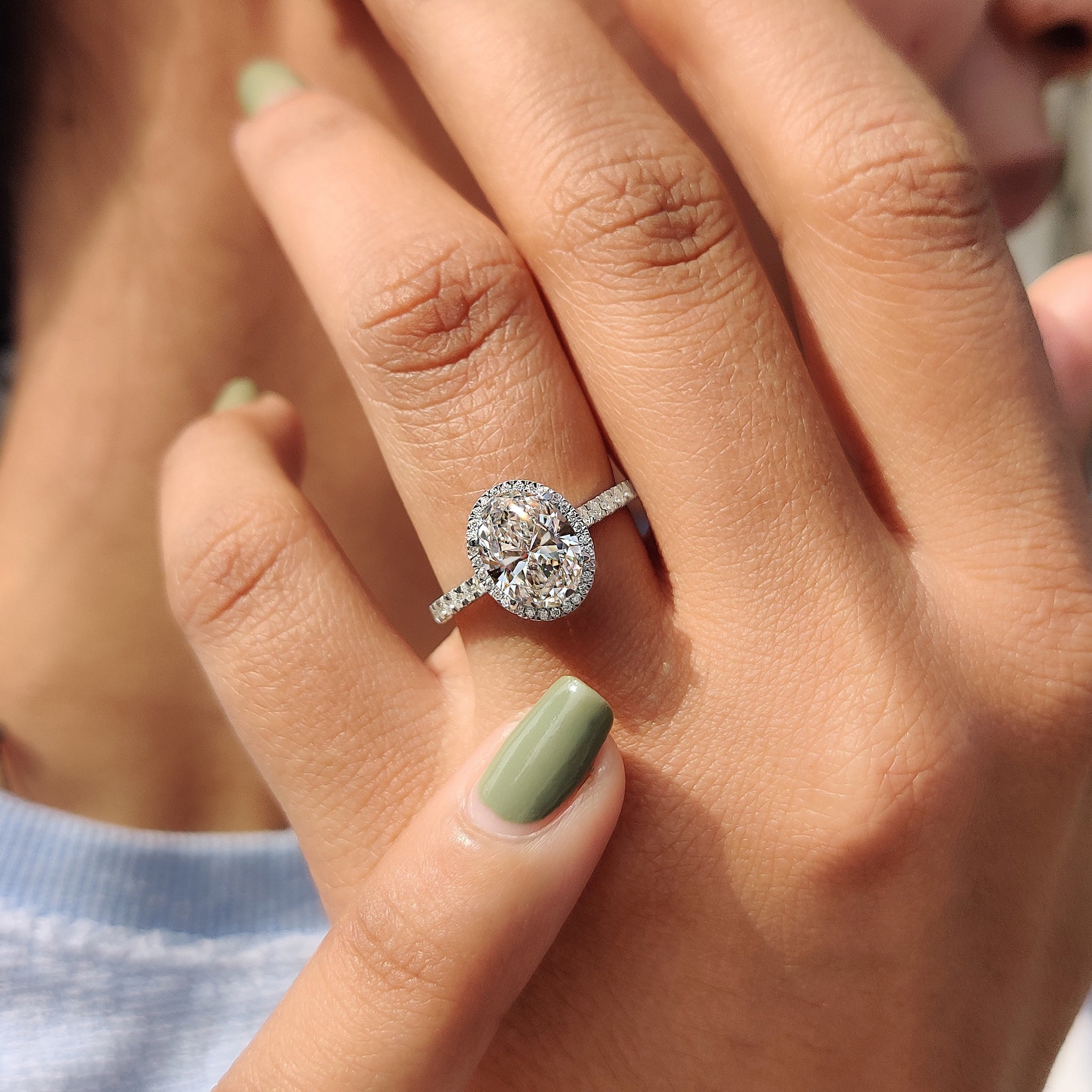 Oval Diamond Ring with Halo Style Secondary image