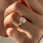 2.0 CT Radiant Cut Moissanite Cluster Style Engagement Ring
